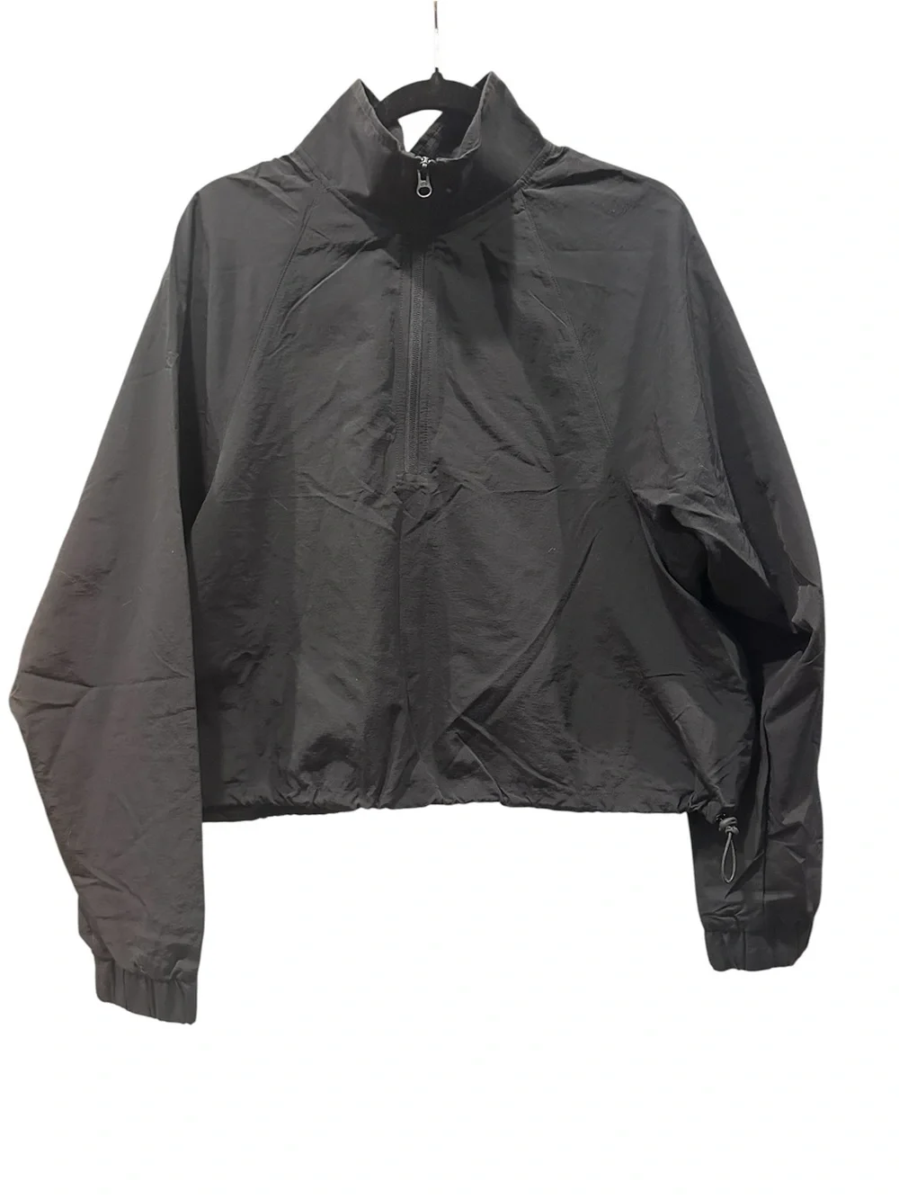ALO Yoga Cropped 1/4 Zip Alumni Pullover Size Large Black NWOT